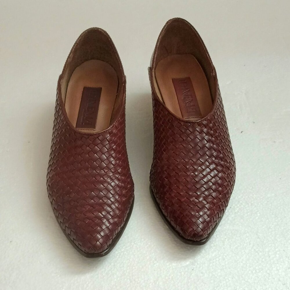 Ipanema Brazil Leather Woven Loafer 7.5 Women's Vintage Brown Slip On Shoe